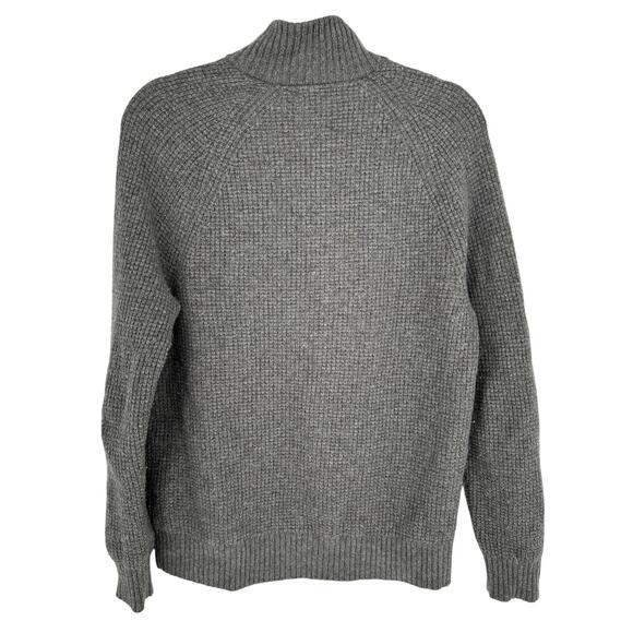 Banana Republic Gray Merino Extra Fine Wool Sweater Waffle Knit Henley Mens M - Picture 2 of 7